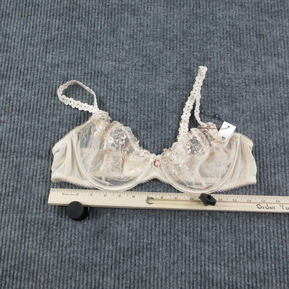 Lounge Bra Womens 38D Beige Longline Lace Sheer Underwired Closure NWT